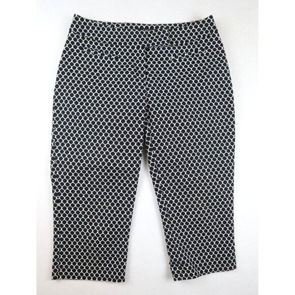 WOMEN'S BLACK & WHITE PRINT CROPPED CAPRI PANTS - APT. 9 - SIZE 4P - Picture 1 of 5